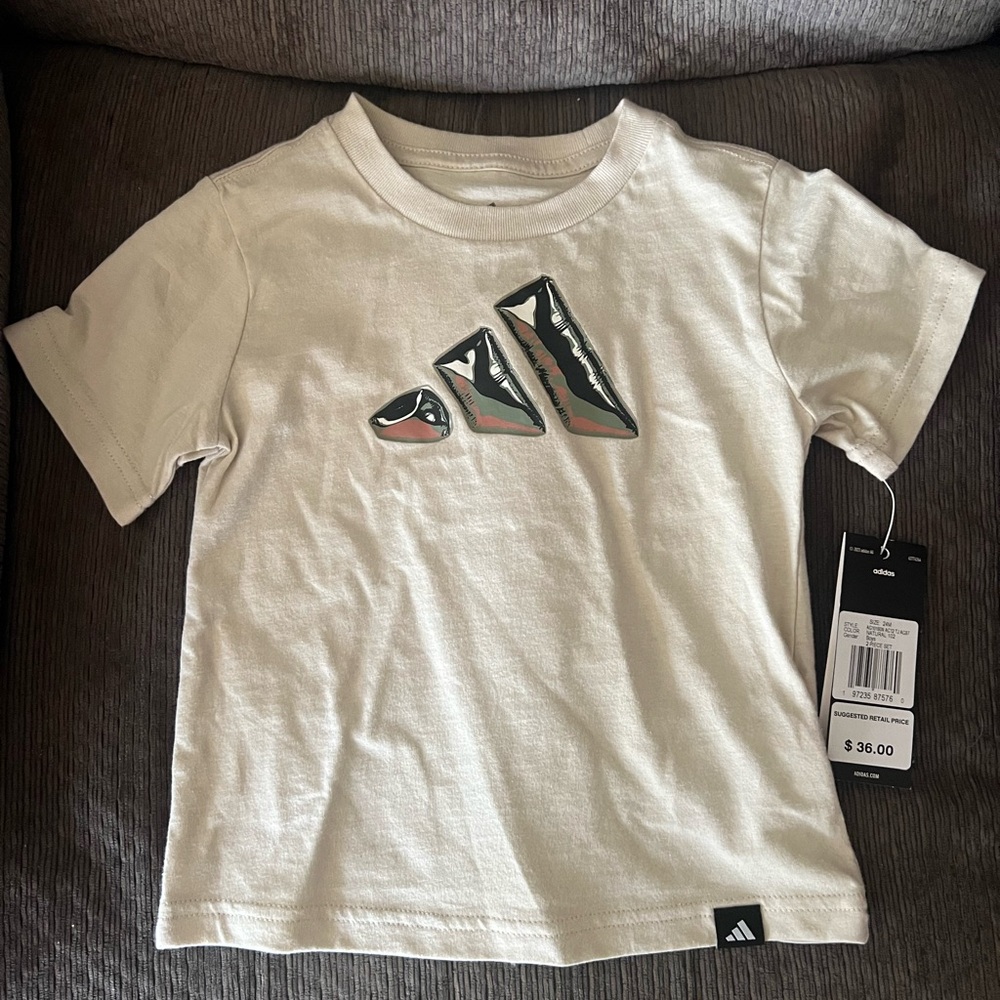 Adidas Kids Short Sleeve Cream Tee